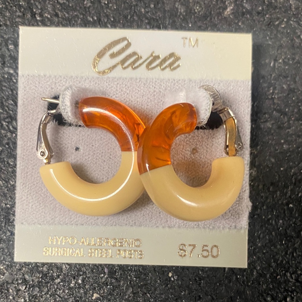 Cara 90s Orange And Cream Hoop Earrings
